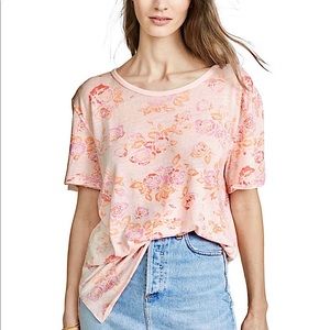 Free People Tourist Tee Pink Floral Print Top M